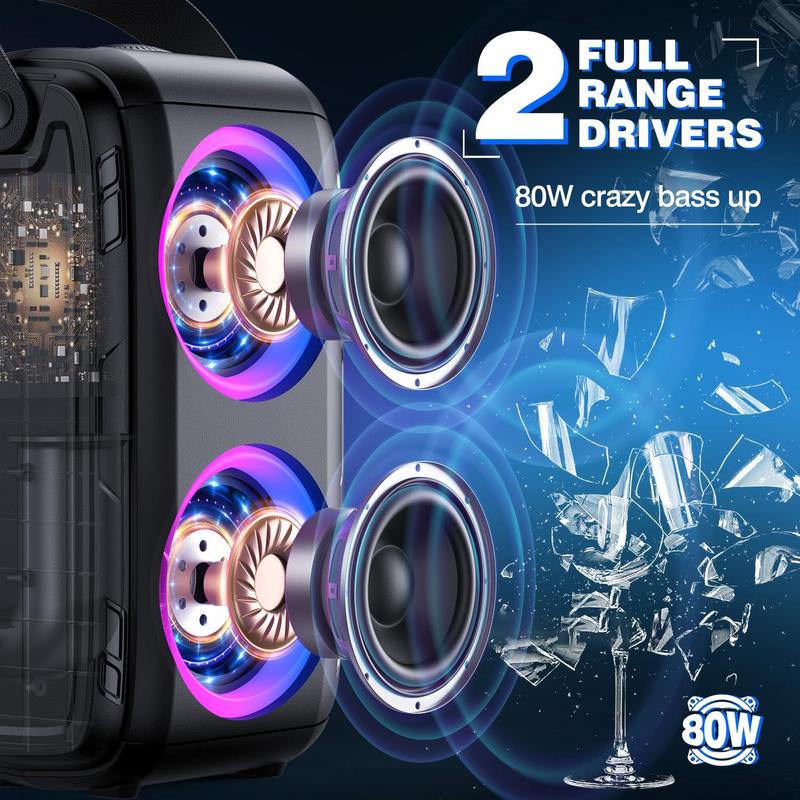Alto-falante Bluetooth Portátil W-KING T9-2 - 80W, com LED e 24h